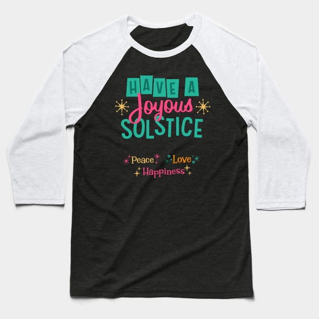 Joyous Soltstice Retro Holidays Baseball T-Shirt by WearablePSA